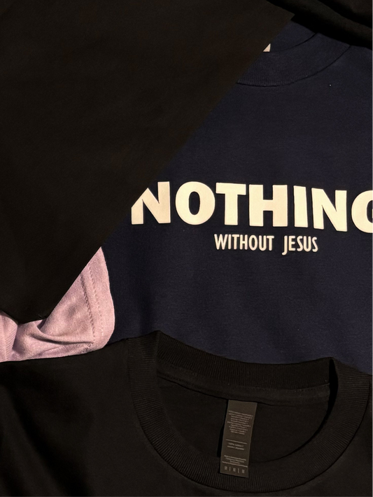 Navy Blue “Nothing Without Jesus” Tee